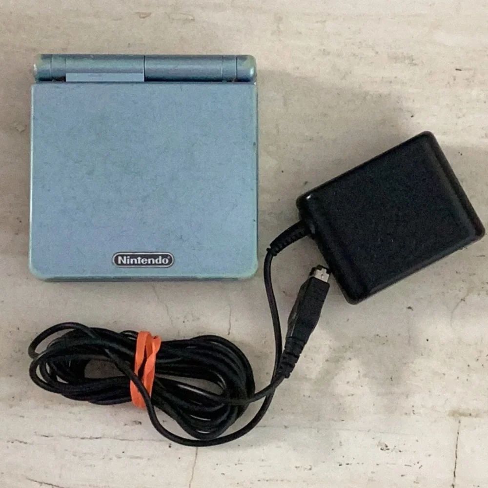 Gameboy Advance SP Console 101 Back Lit AGS-101 Pearl Blue Nintendo GBA Charger